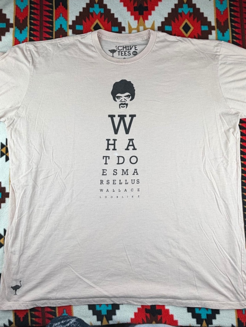 Pulp Fiction Jules Winnfield Eye Chart T Shirt Chive Tees 3XL Beige Graphic Tee